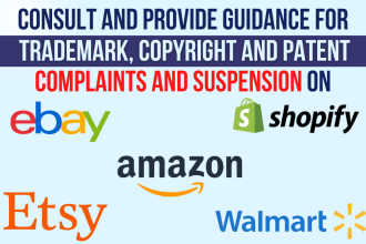 consult on trademark,copyright,patent complaints for shopify,amazon,etsy,walmart