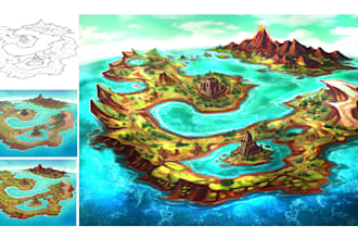 draw 2d rpg fantasy map, landscape, dndart map design