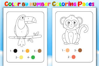 design color by numbers pages, by code page for kids