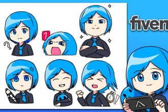 draw 5 chibi emote for your stream, youtube and discord