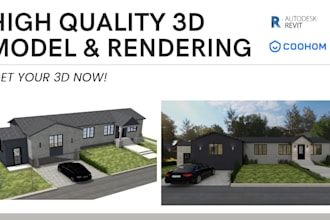 create 3d architectural model in revit, render in coohom