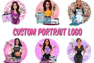 make vector and water color style caricature logo, portraits, cartoons