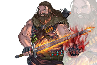 draw dnd character design and illustration