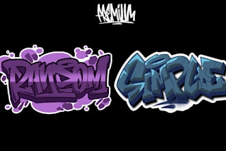 do hand drawn graffiti font logo