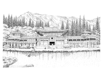 hand draw architectural sketches with ink