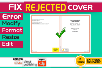 resize, modify, edit, fix error book cover for amazon kindle or paperback