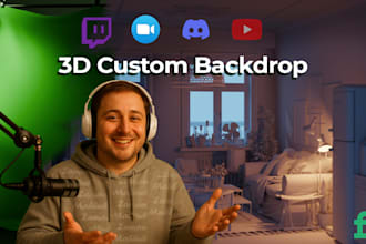 design a custom 3d virtual background for green screen
