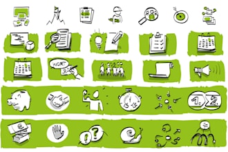 create hand drawn symbols or icon sets in custom designs