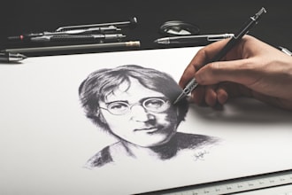 create hand drawn charcoal portraits illustration