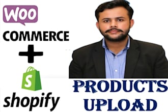 upload products on woo commerce and shopify store
