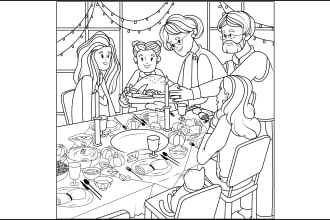 draw line drawing for coloring book page in 24 hrs