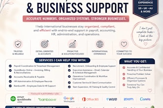 your payroll and accounting specialist or HR and operations support or eva