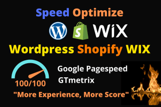 speed up wix shopify wordpress website with improve gtmetrix google pagespeed