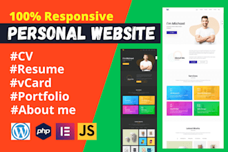 create a personal CV, resume, vcard, portfolio, online portfolio website