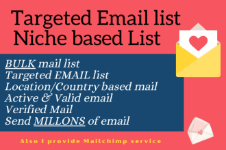 provide niche targeted and bulk mail list for email marketing