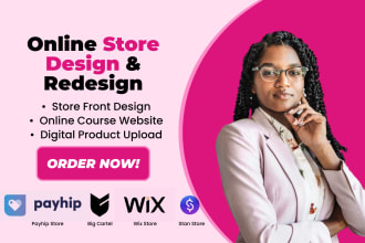 wix website redesign, stan store, big cartel payhip store design