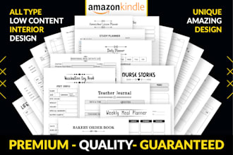 design unique amazon KDP low content book interiors for you