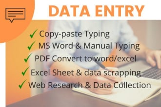 do data entry in low cost in few hours, word, excel, inpage