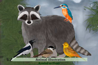 draw domestic and wild animal digital illustration