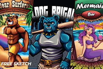 draw mascot cartoon character illustration for your brand, tshirt design, logo