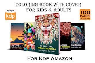 design custom coloring book and book cover for kids and adults for amazon kdp