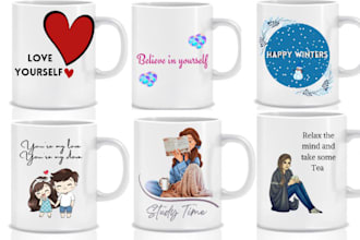 create trendy custom mug design and typography mug for your business