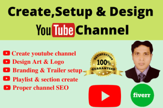create and setup youtube channel properly with logo,banner