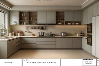 do 3d and 2d elegance  kitchen designs