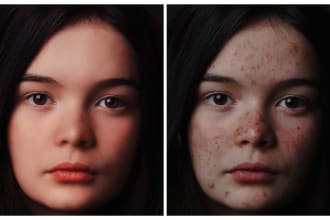 do professional high end skin photo retouching, beauty
