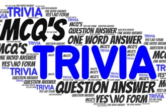 write trivia questions and mcqs on a given topic without plagiarism