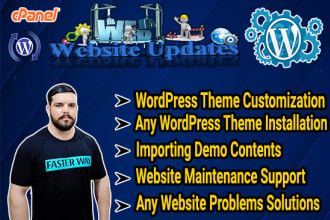 install any wordpress theme, do customization, and fix wp issues