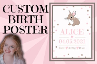 create a custom and personalized birth announcement poster