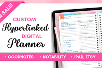 design hyperlinked digital planners for etsy, goodnotes,ipad