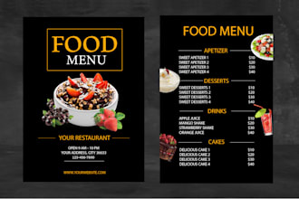 design an attractive restaurant and food menu