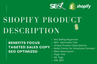 write SEO optimized stunning shopify product description for your store