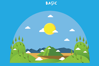 create flat vector landscape illustration