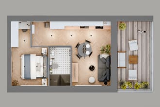 create furniture layout, rendered plan, isometric view and more