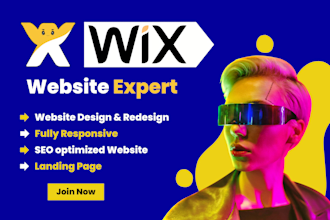 create wix website design, wix landing page, wix online store, wix studio