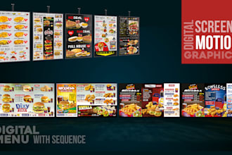 do restaurant menu, digital screens motion graphics