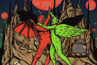 draw dark art, stoner doom, stoner rock style for cover album
