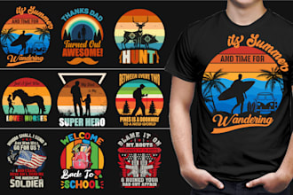 create typography retro vintage t shirt design for your pod