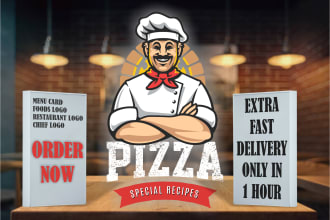 design classic restaurant,bbq,pizza and chef logo