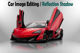 do car photo edit, cutout, transparent and reflection shadow