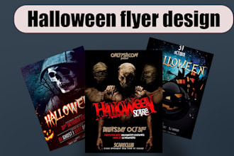 design modern halloween flyer poster in just 12 hrs
