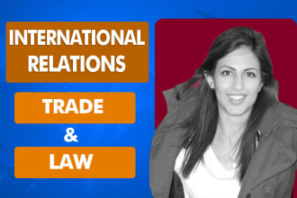 write on international relations, international trade and law