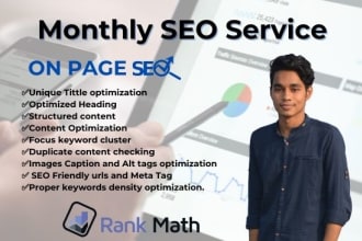 monthly SEO service by rank math plugin up to 90 score
