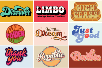 design 3d 70s vintage retro typography for t shirt and logo