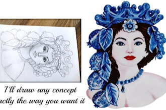 draw hand drawn watercolour illustration