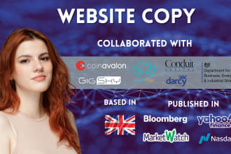 write top website copy, landing page, about us, SEO business homepage content
