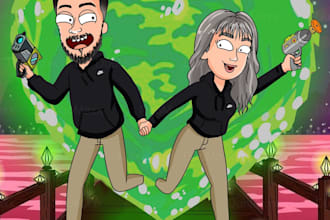 draw you in rick and morty style or any anime styles